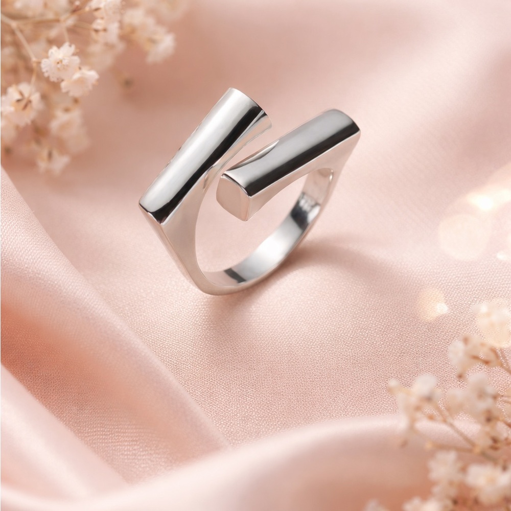 Minimalist Open Adjustable Silver Band Ring